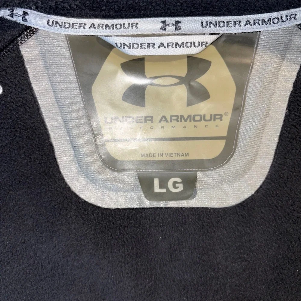 Under Armour Mens Full Zip Fleece Jacket Black Mock Neck Tactical Large